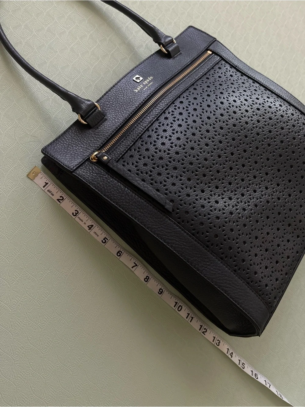 kate spade New York Vintage Gray Lasercut Leather Shoulder Bag